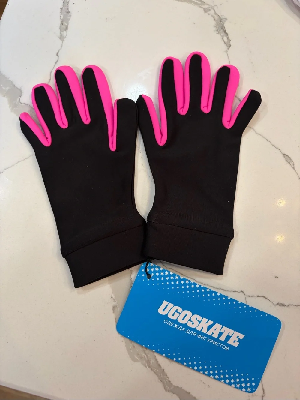 Kids Black & Pink Figure Skating Gloves